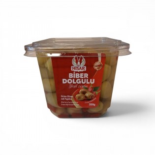 Oz hisar biber dolgulu yesil zeytin 350gx12